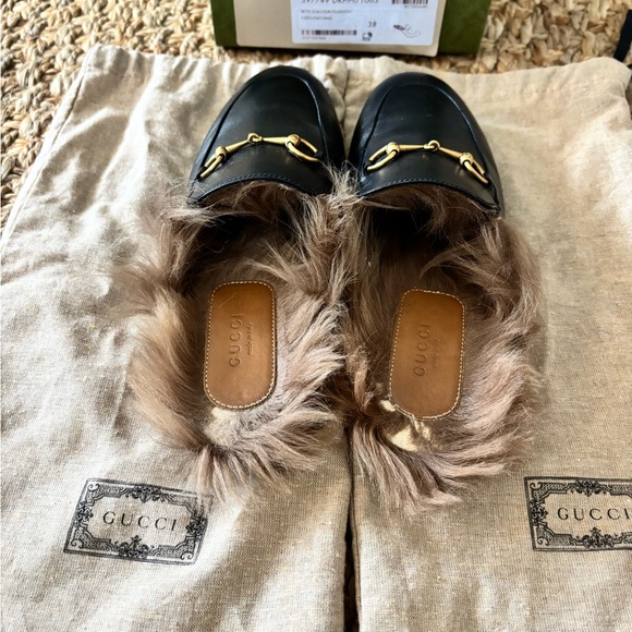 Gucci Princetown Lambswool Lined Mules - Black Leather (Full Set). Ladies Sz 38 - Picture 6 of 10